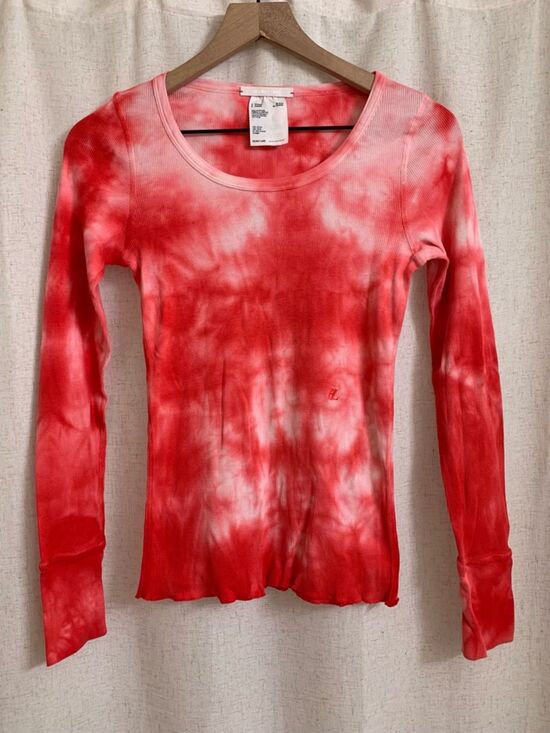 Helmut Lang Tops - Helmut Lang Unisex Red White Tie Dye Long Sleeve Scoop Neck Top Women S Men XS